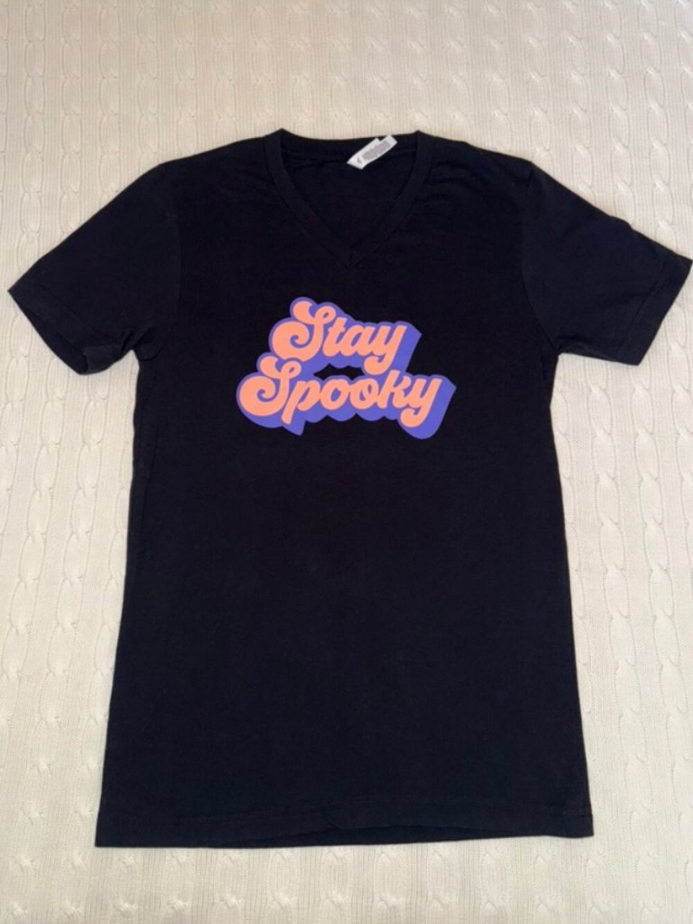Halloween Stay Spooky Black Orange Purple Tshirt Sz S